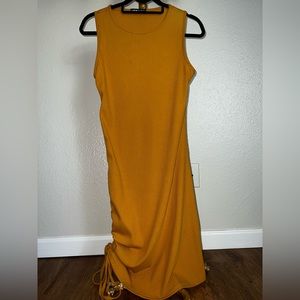 Solid Drawstring Side Bodycon Dress